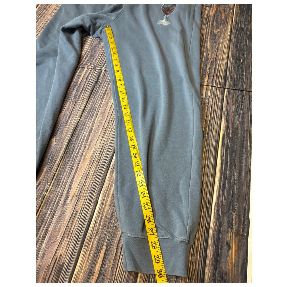 MR EAT WELL Sweatpants Joggers Womens XL Grey Wine Glass Drawstring Pants - Picture 5 of 13